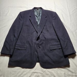 Roundtree & Yorke Mens 48R 100% Camel Hair Blazer Sport Coat Navy